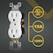 Faith Duplex Straight Blade Receptacle, 5-15R, 15 A, 125V AC, 2 Pole, 3 Wire, Grounded SSRE2-WH-10 - alternate 4